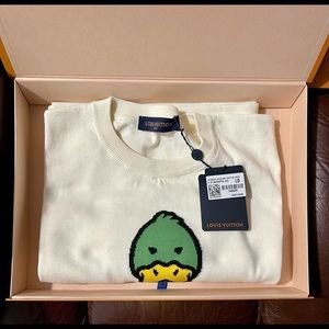 LOUIS VUITTON INTARSIA JACQUARD DUCK SHORT-SLEEVED CREWNECK 1A9GOM